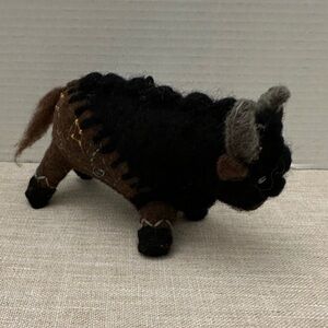 Black Bison Ornament Handmade In Nepal, 100% Wool